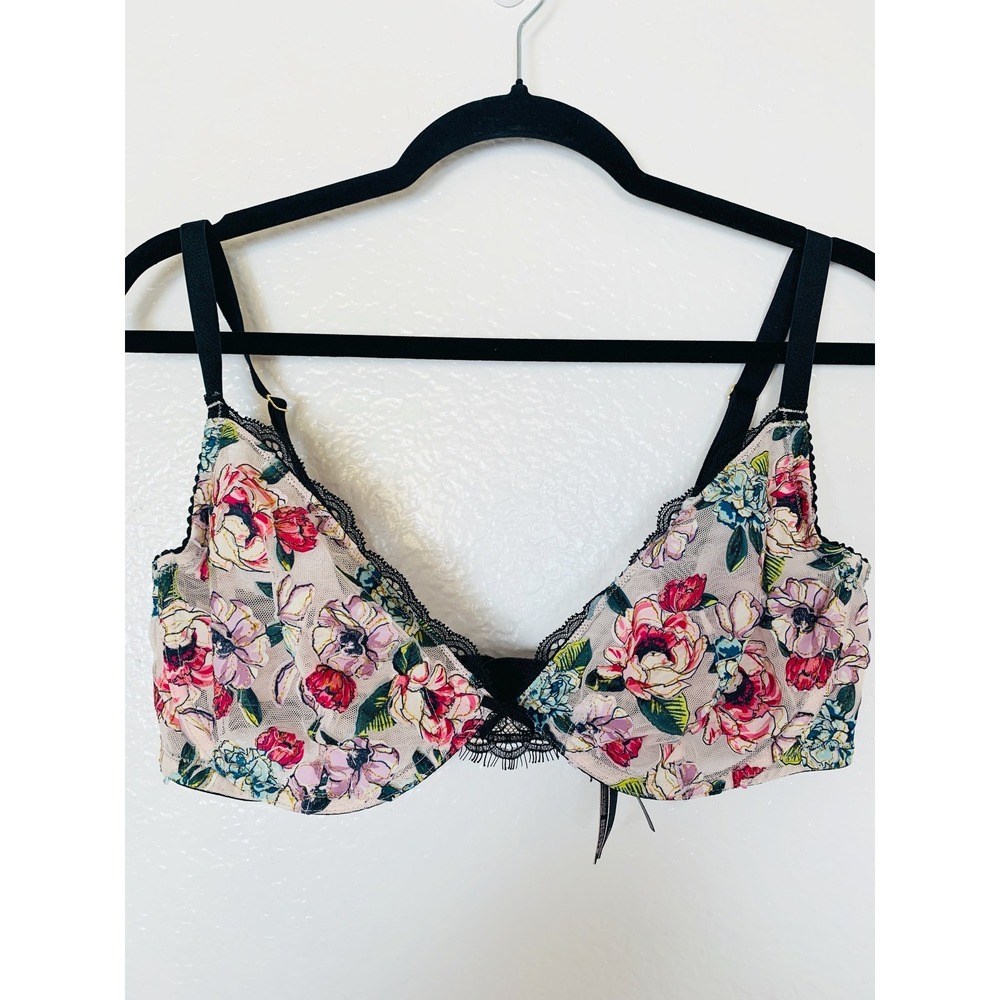 Victoria's Secret Demi Bra Women 38D Multicolor Floral Mesh Lace Very Sexy